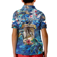 Saint Martin Kid Polo Shirt Sea Turtle Tropical Pattern - Wonder Print Shop