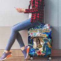 Saint Martin Luggage Cover Sea Turtle Tropical Pattern - Wonder Print Shop