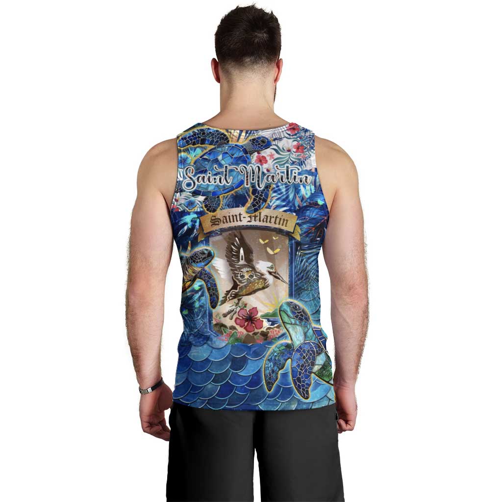 Saint Martin Men Tank Top Sea Turtle Tropical Pattern - Wonder Print Shop