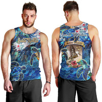 Saint Martin Men Tank Top Sea Turtle Tropical Pattern - Wonder Print Shop