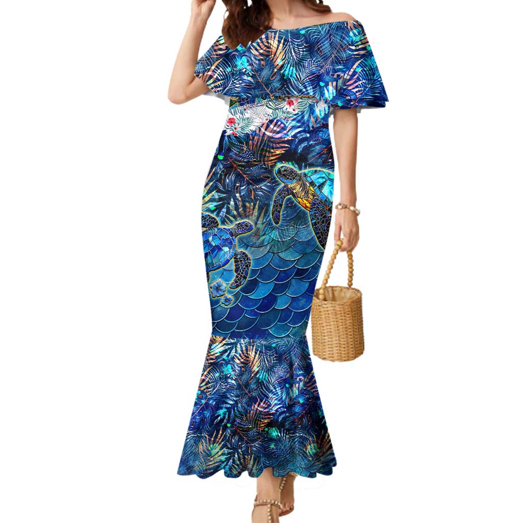Saint Martin Mermaid Dress Sea Turtle Tropical Pattern - Wonder Print Shop