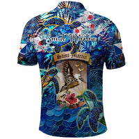 Saint Martin Polo Shirt Sea Turtle Tropical Pattern - Wonder Print Shop