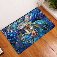 Saint Martin Rubber Doormat Sea Turtle Tropical Pattern - Wonder Print Shop