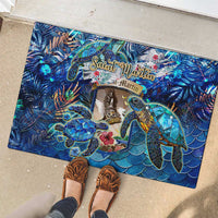 Saint Martin Rubber Doormat Sea Turtle Tropical Pattern - Wonder Print Shop