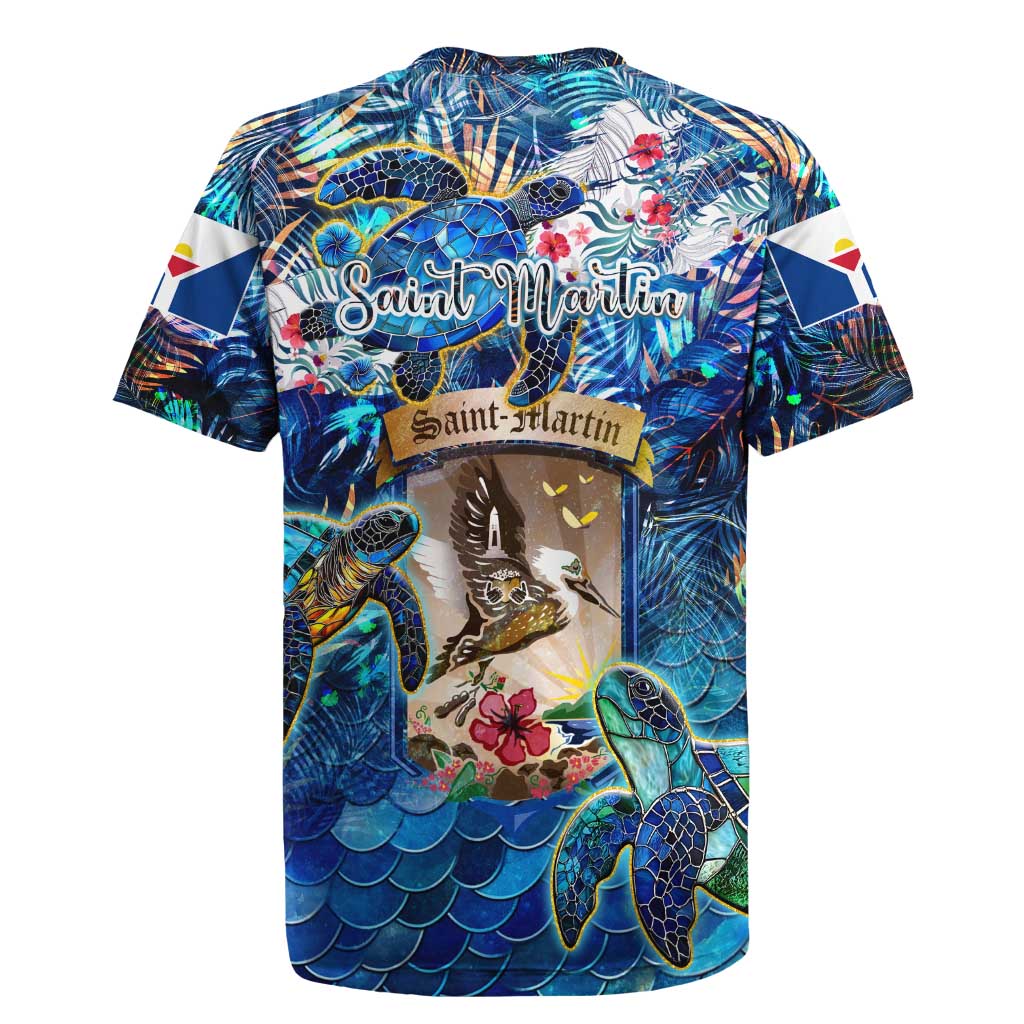Saint Martin Rugby Jersey Sea Turtle Tropical Pattern - Wonder Print Shop