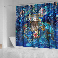 Saint Martin Shower Curtain Sea Turtle Tropical Pattern - Wonder Print Shop