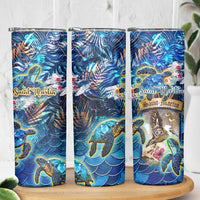 Saint Martin Skinny Tumbler Sea Turtle Tropical Pattern - Wonder Print Shop