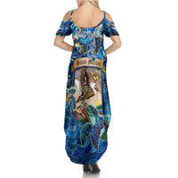 Saint Martin Summer Maxi Dress Sea Turtle Tropical Pattern - Wonder Print Shop