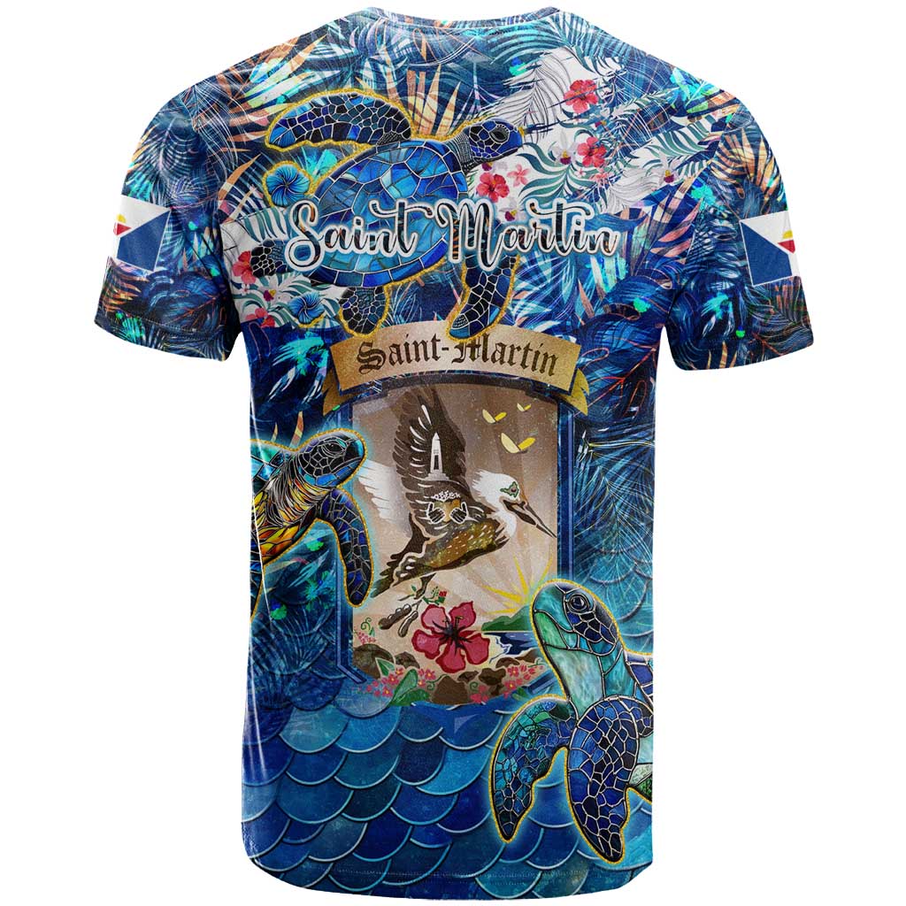 Saint Martin T Shirt Sea Turtle Tropical Pattern - Wonder Print Shop