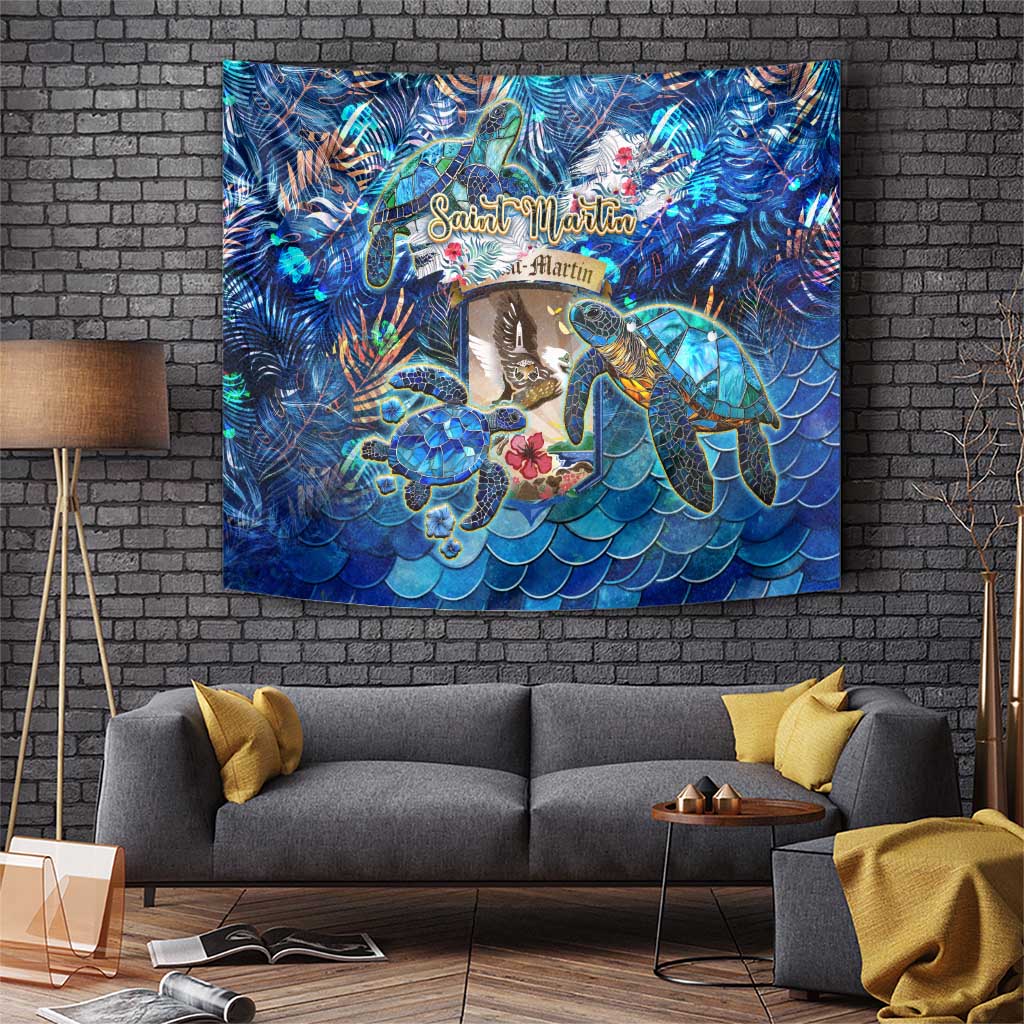 Saint Martin Tapestry Sea Turtle Tropical Pattern - Wonder Print Shop