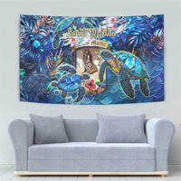Saint Martin Tapestry Sea Turtle Tropical Pattern - Wonder Print Shop