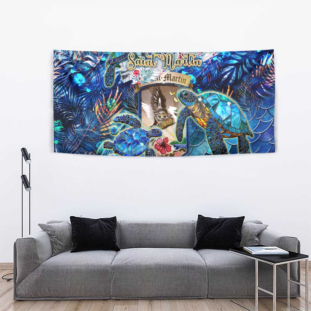 Saint Martin Tapestry Sea Turtle Tropical Pattern - Wonder Print Shop