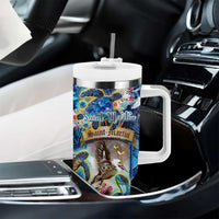Saint Martin Tumbler With Handle Sea Turtle Tropical Pattern - Wonder Print Shop