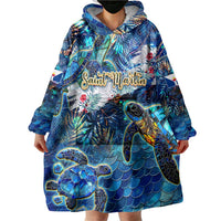 Saint Martin Wearable Blanket Hoodie Sea Turtle Tropical Pattern - Wonder Print Shop