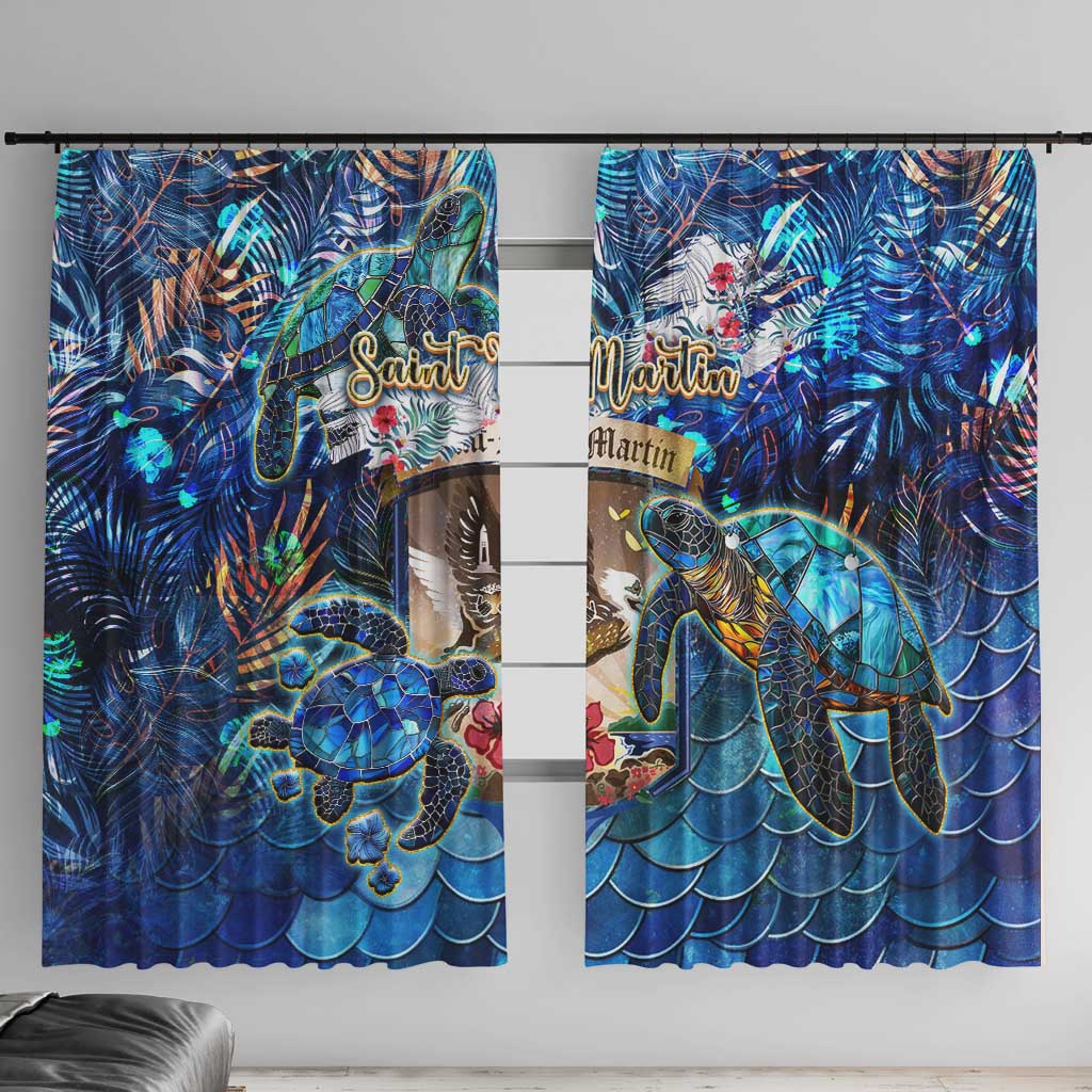 Saint Martin Window Curtain Sea Turtle Tropical Pattern - Wonder Print Shop