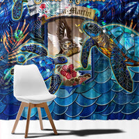 Saint Martin Window Curtain Sea Turtle Tropical Pattern - Wonder Print Shop