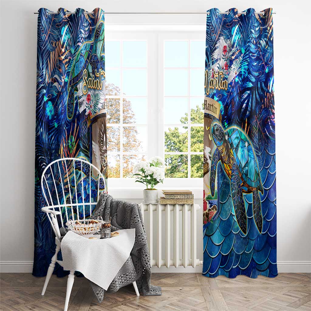 Saint Martin Window Curtain Sea Turtle Tropical Pattern - Wonder Print Shop