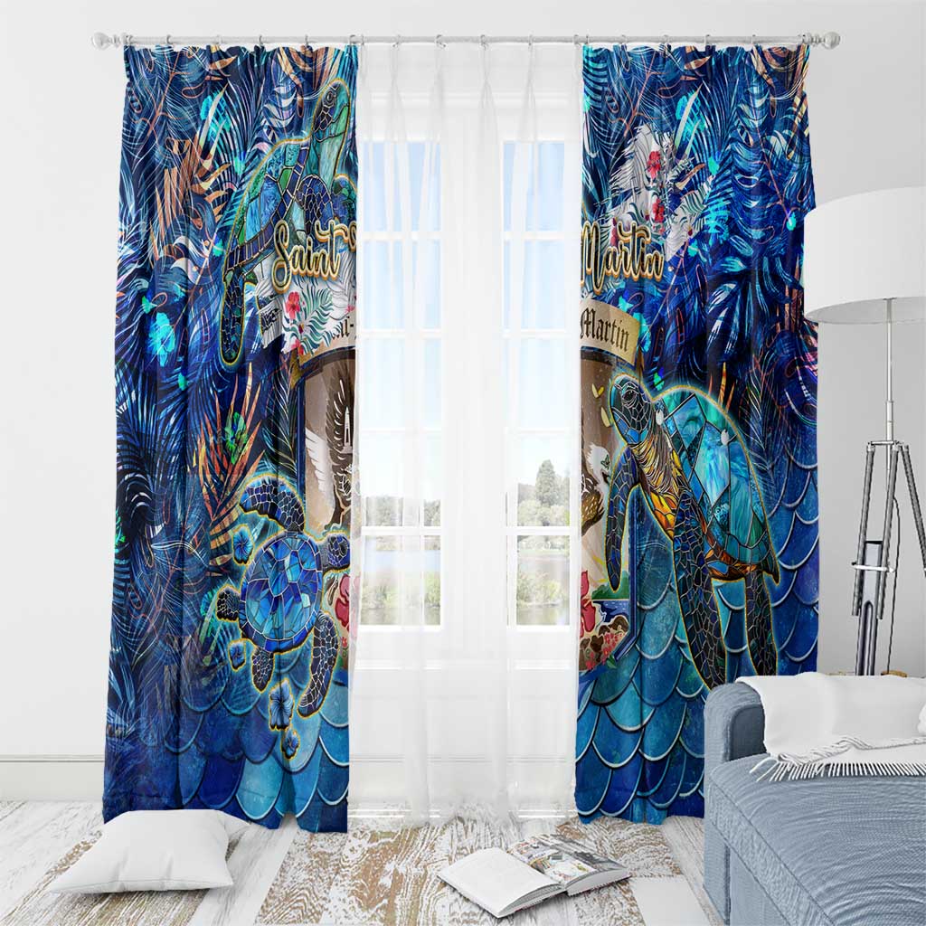 Saint Martin Window Curtain Sea Turtle Tropical Pattern - Wonder Print Shop