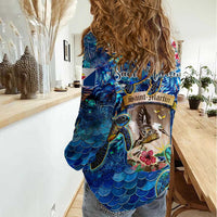 Saint Martin Women Casual Shirt Sea Turtle Tropical Pattern - Wonder Print Shop