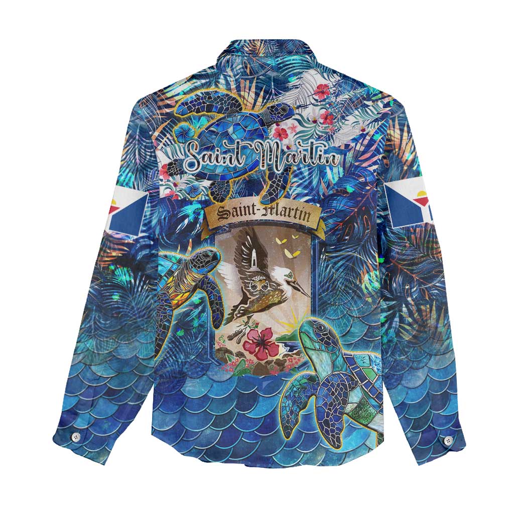 Saint Martin Women Casual Shirt Sea Turtle Tropical Pattern - Wonder Print Shop