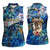 Saint Martin Women Sleeveless Polo Shirt Sea Turtle Tropical Pattern - Wonder Print Shop