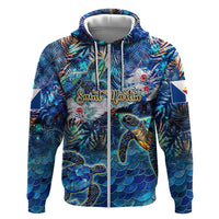 Saint Martin Zip Hoodie Sea Turtle Tropical Pattern - Wonder Print Shop