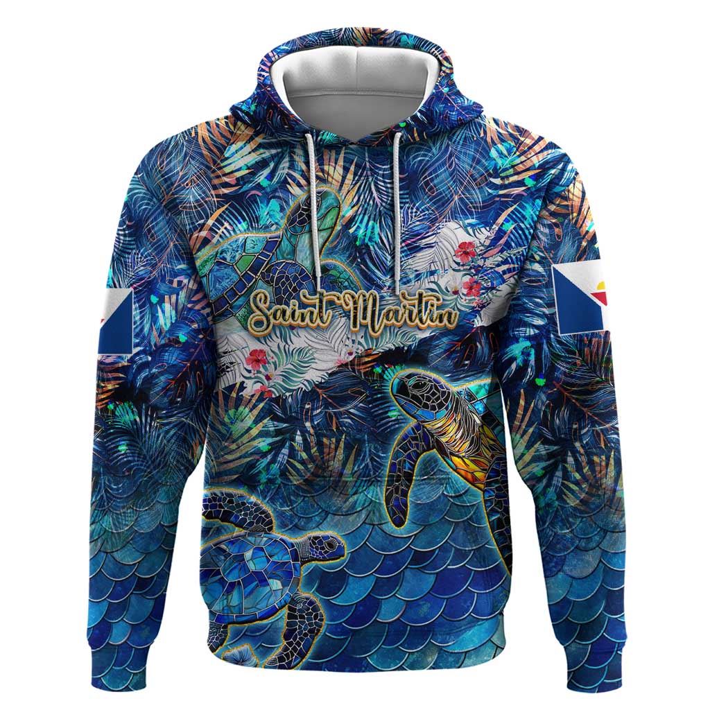 Saint Martin Zip Hoodie Sea Turtle Tropical Pattern - Wonder Print Shop