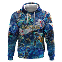 Saint Martin Zip Hoodie Sea Turtle Tropical Pattern - Wonder Print Shop