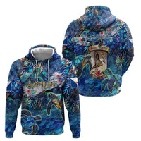 Saint Martin Zip Hoodie Sea Turtle Tropical Pattern - Wonder Print Shop
