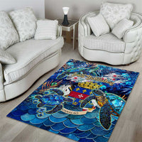 Saint Barthelemy Area Rug Sea Turtle Tropical Pattern