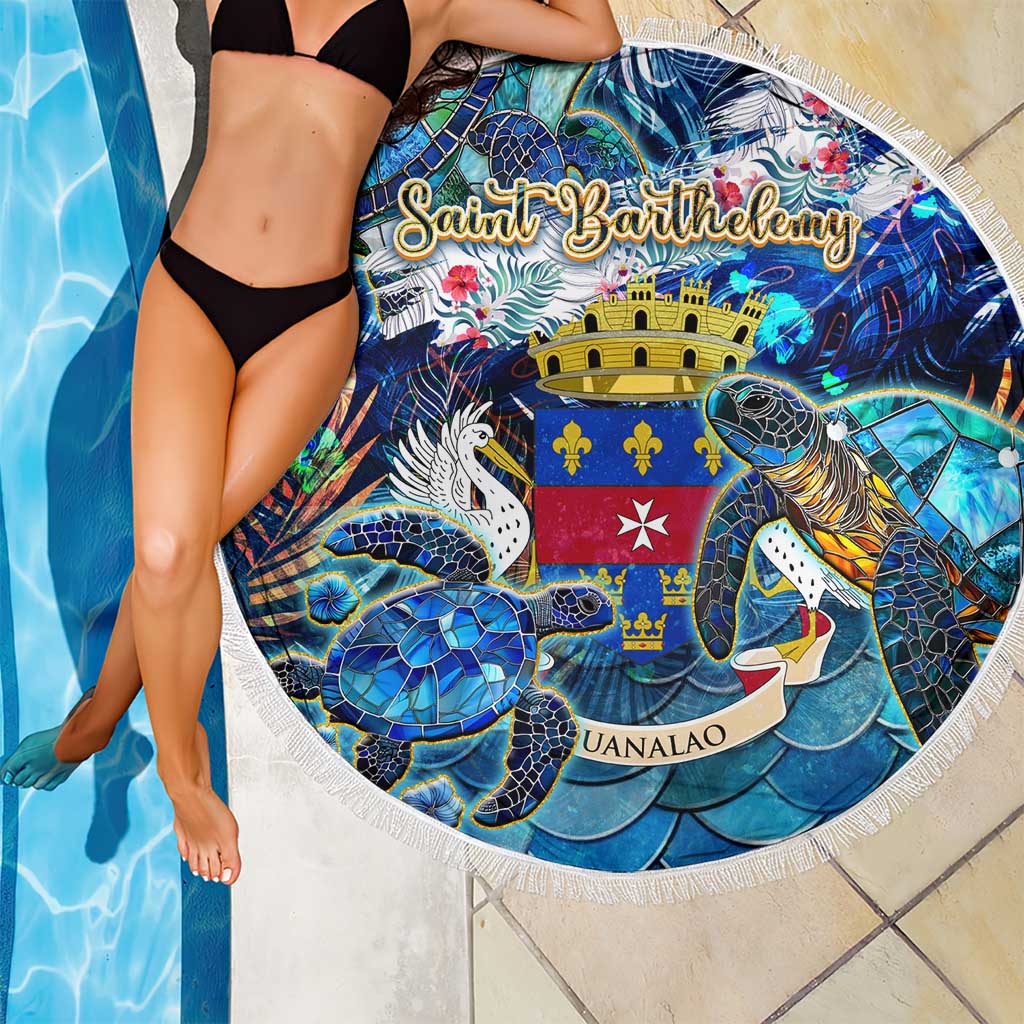 Saint Barthelemy Beach Blanket Sea Turtle Tropical Pattern