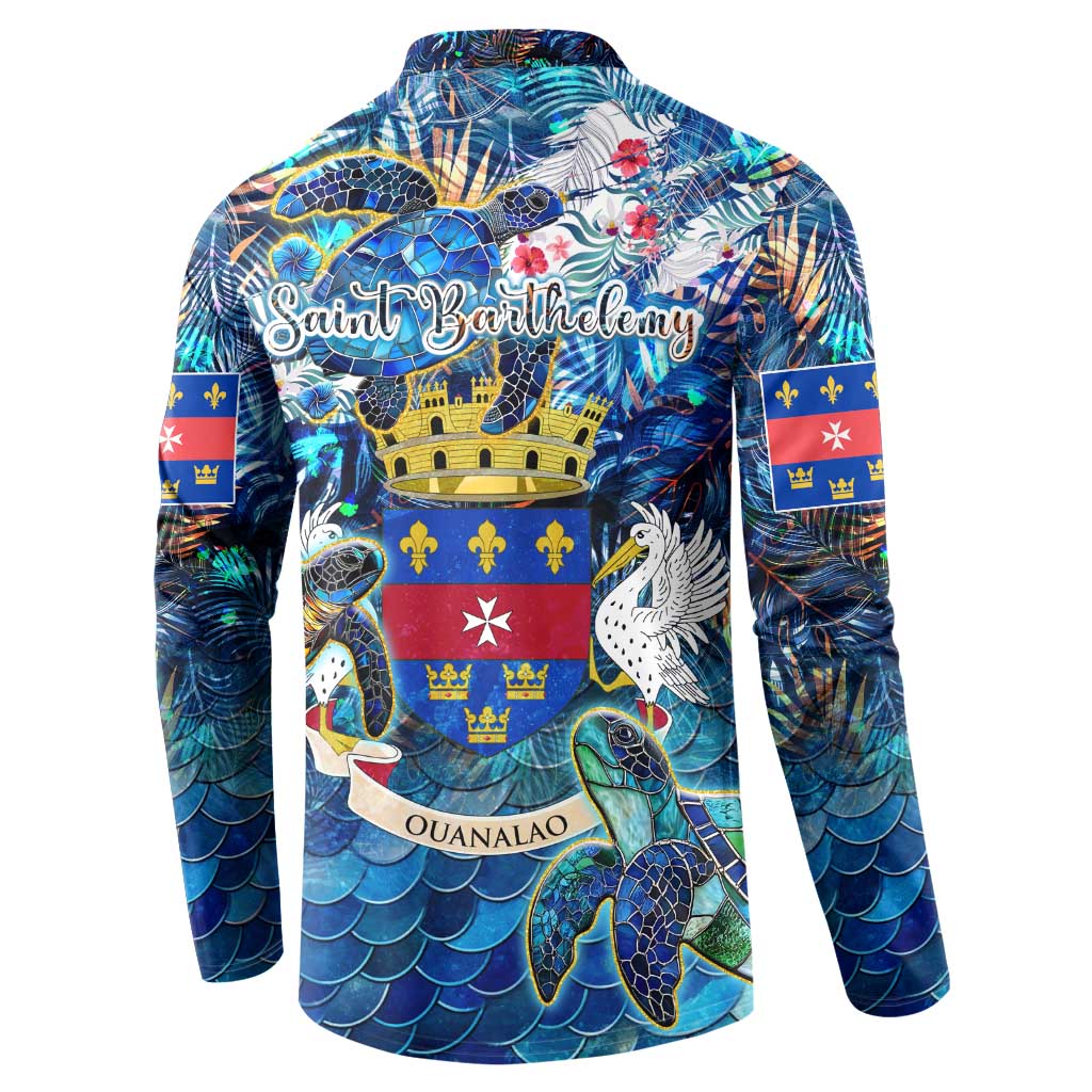 Saint Barthelemy Button Sweatshirt Sea Turtle Tropical Pattern