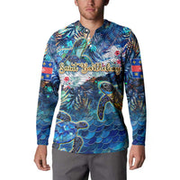 Saint Barthelemy Button Sweatshirt Sea Turtle Tropical Pattern