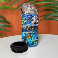Saint Barthelemy 4 in 1 Can Cooler Tumbler Sea Turtle Tropical Pattern