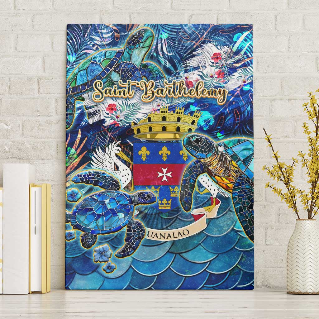 Saint Barthelemy Canvas Wall Art Sea Turtle Tropical Pattern