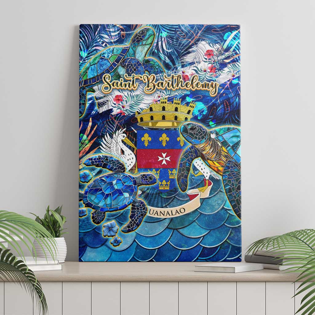 Saint Barthelemy Canvas Wall Art Sea Turtle Tropical Pattern