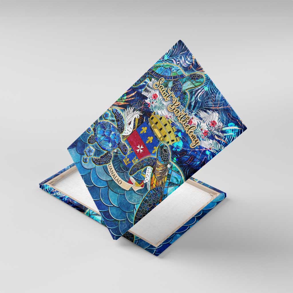 Saint Barthelemy Canvas Wall Art Sea Turtle Tropical Pattern