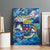 Saint Barthelemy Canvas Wall Art Sea Turtle Tropical Pattern