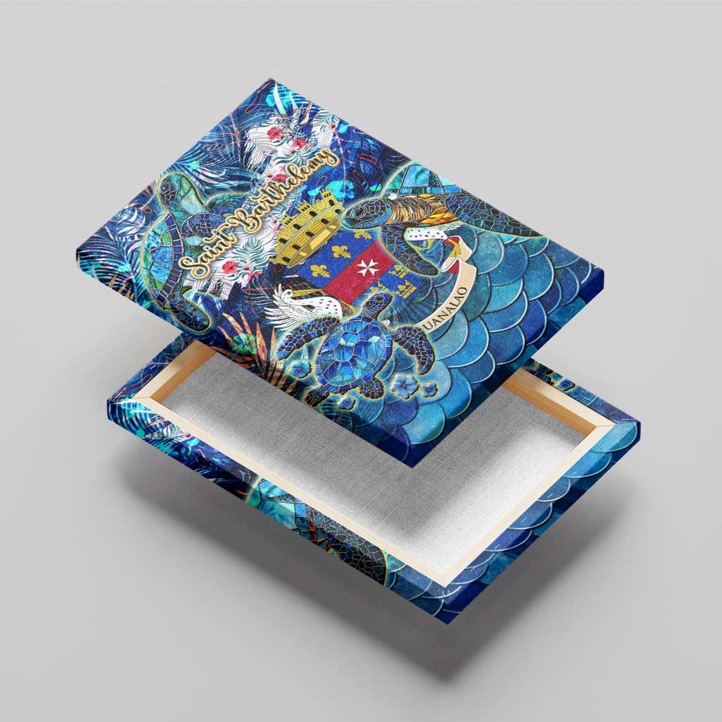 Saint Barthelemy Canvas Wall Art Sea Turtle Tropical Pattern