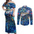 Saint Barthelemy Couples Matching Off Shoulder Maxi Dress and Long Sleeve Button Shirt Sea Turtle Tropical Pattern