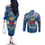 Saint Barthelemy Couples Matching Off The Shoulder Long Sleeve Dress and Long Sleeve Button Shirt Sea Turtle Tropical Pattern