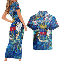 Saint Barthelemy Couples Matching Short Sleeve Bodycon Dress and Hawaiian Shirt Sea Turtle Tropical Pattern