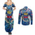 Saint Barthelemy Couples Matching Summer Maxi Dress and Long Sleeve Button Shirt Sea Turtle Tropical Pattern