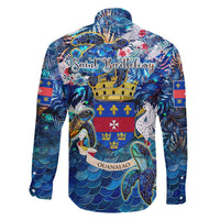 Saint Barthelemy Family Matching Off The Shoulder Long Sleeve Dress and Hawaiian Shirt Sea Turtle Tropical Pattern