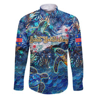 Saint Barthelemy Family Matching Puletasi and Hawaiian Shirt Sea Turtle Tropical Pattern