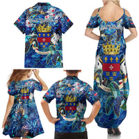 Saint Barthelemy Family Matching Summer Maxi Dress and Hawaiian Shirt Sea Turtle Tropical Pattern