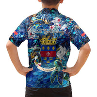 Saint Barthelemy Family Matching Tank Maxi Dress and Hawaiian Shirt Sea Turtle Tropical Pattern