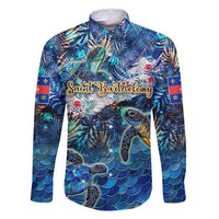 Saint Barthelemy Family Matching Tank Maxi Dress and Hawaiian Shirt Sea Turtle Tropical Pattern