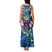 Saint Barthelemy Family Matching Tank Maxi Dress and Hawaiian Shirt Sea Turtle Tropical Pattern