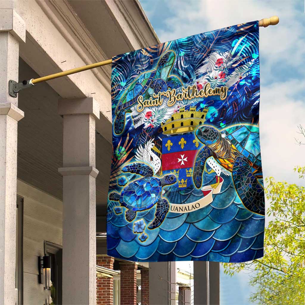 Saint Barthelemy Garden Flag Sea Turtle Tropical Pattern